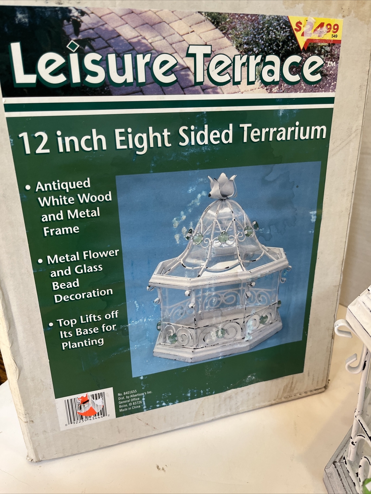 Leisure Terrace 12” Octagonal 8 Sided Wood Metal Plastic Terrarium