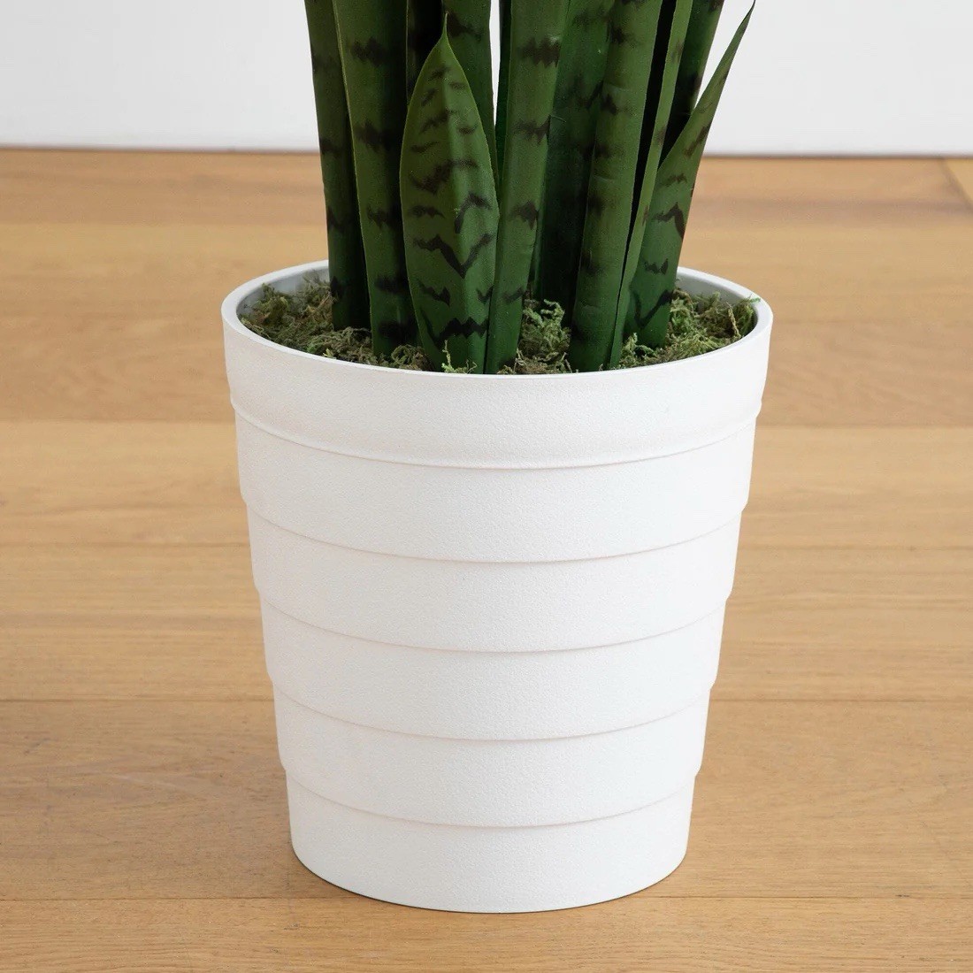 4’ UV Resistant Artificial Sansevieria Plant in White Planter (Indoor/Outdoor)