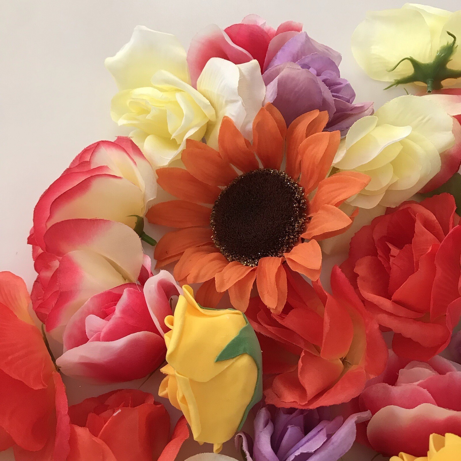 LOT 40 Faux Flowers CRAFT Deconstructed Flowers Fake Rose Foam Fabric Wreath
