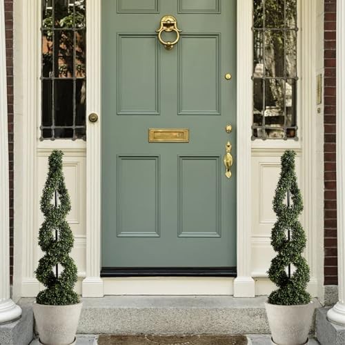 46Inch Double Spiral Artificial Boxwood Topiary Tree 4″ Plants Fake 46 Inch