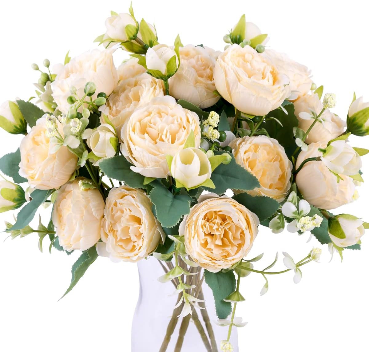 4 Bunches Peony Artificial Flowers White Flowers Silk Peonies Bouquets for Weddi