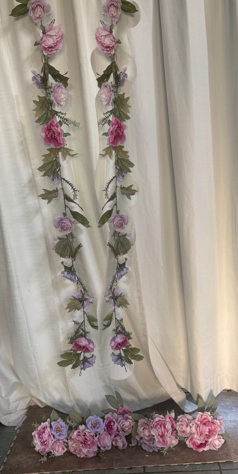 Bundle Of Artificial Pink Peony Purple & Rose (2)6Ft Garland & Bouquets New