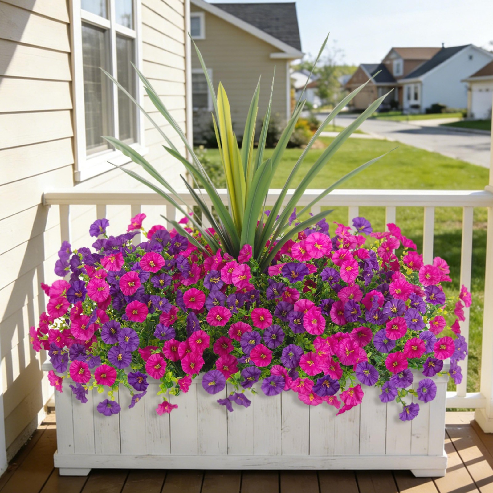New Artificial Flowers for Outdoors Fake Plants Outside, 12 Bundles Silk Morning