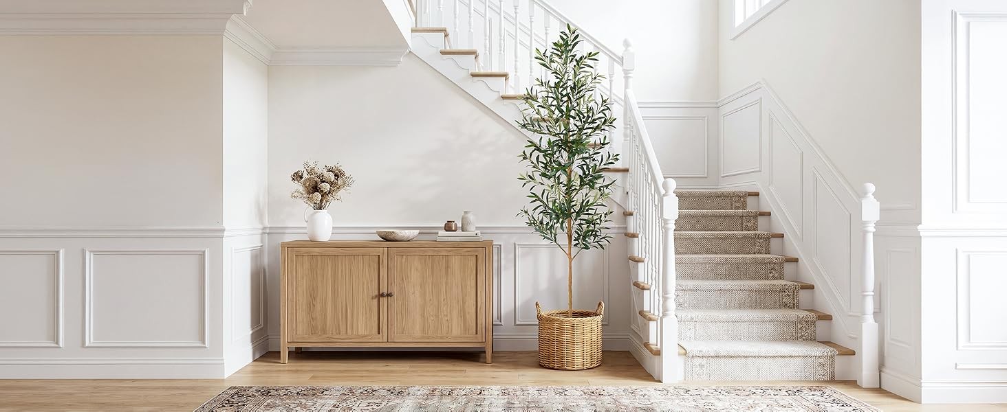 7FT Olive Trees Artificial Indoor, Tall Faux Olive Tree 7FT (84in) with Natural