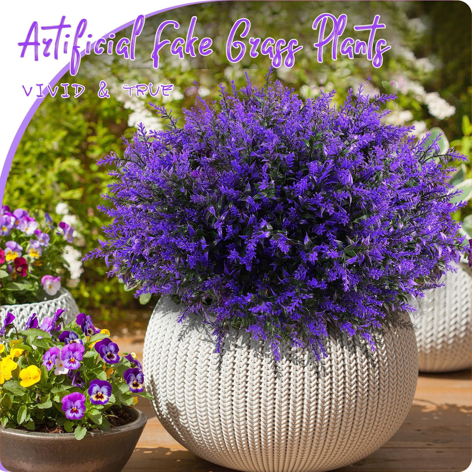 80 Bundles Artificial Lavender Flowers False Outdoor Flowers UV Resistant Pla…