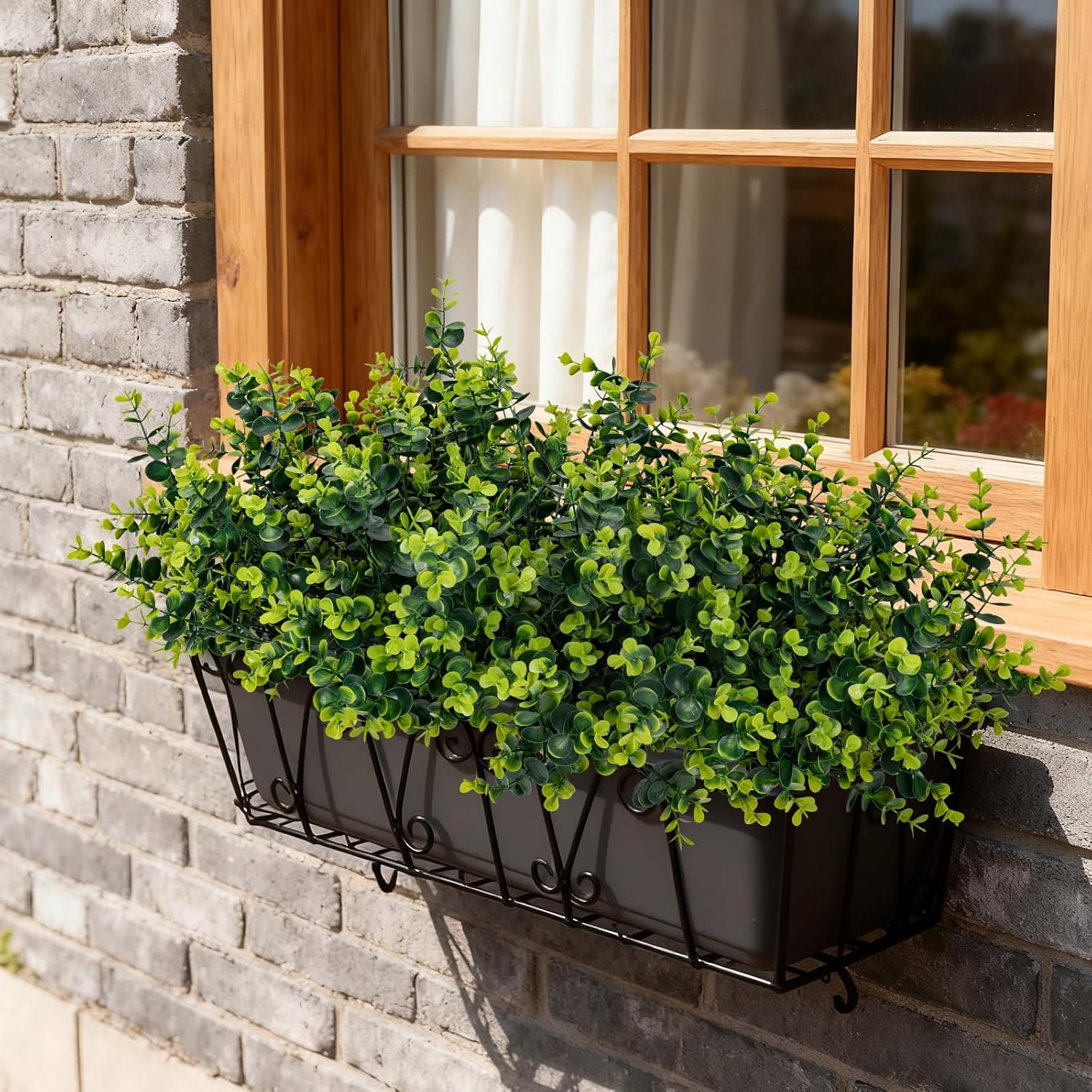 17″ UV Resistant Faux Eucalyptus Boxwood Shrubs for Indoor/Outdoor Decor (12 Pac