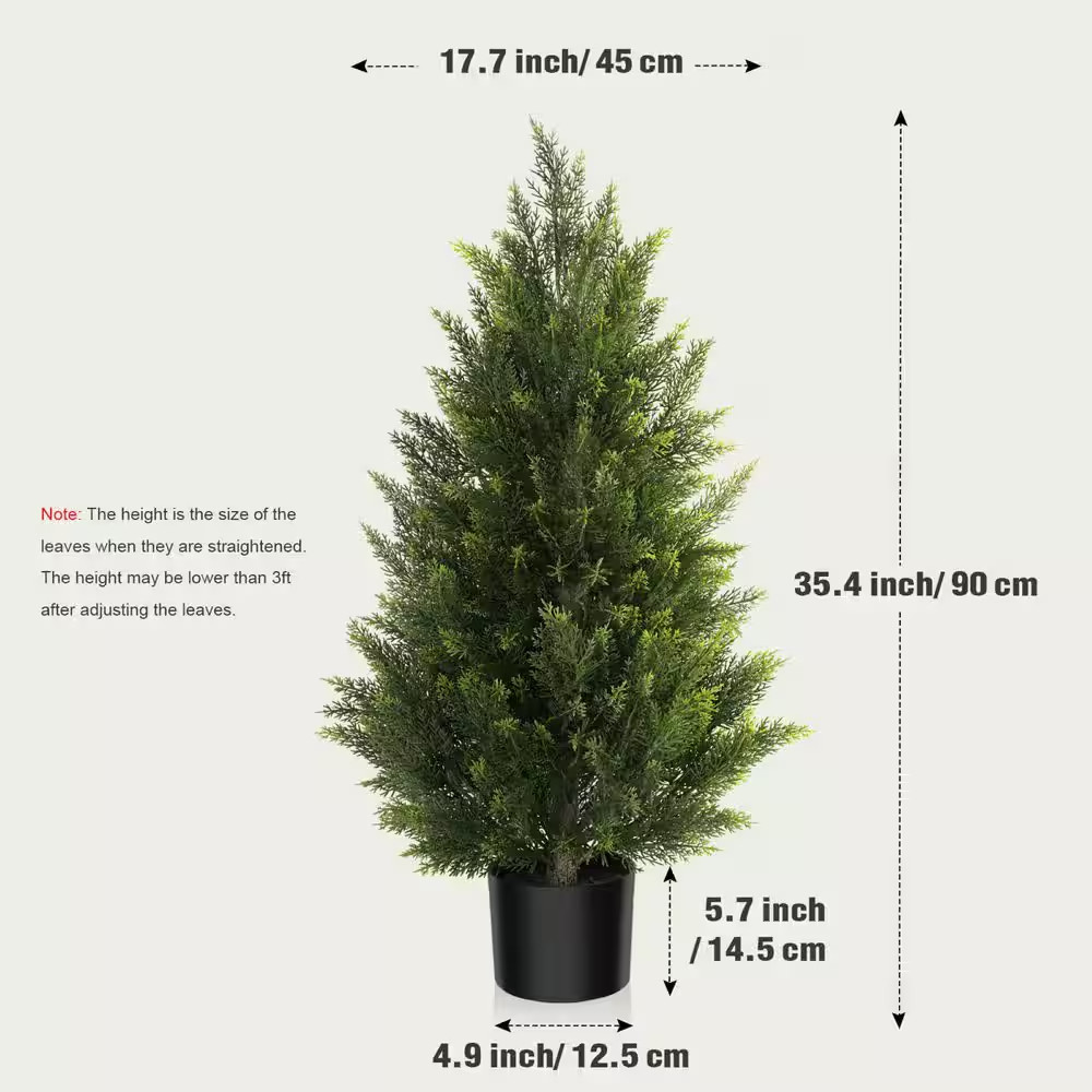 3 Ft Artificial Topiary Cedar Tree in Pot Fake Cypress Bushes for Indoor Outdoor