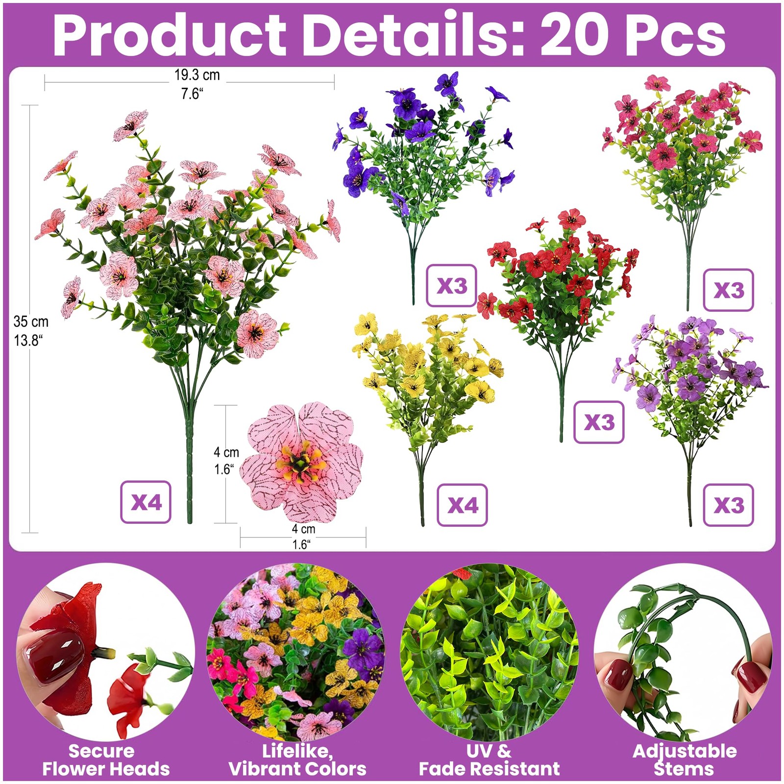 UV Resistant Artificial Daisy Flowers for Outdoors – Faux Silk Daisies with E…