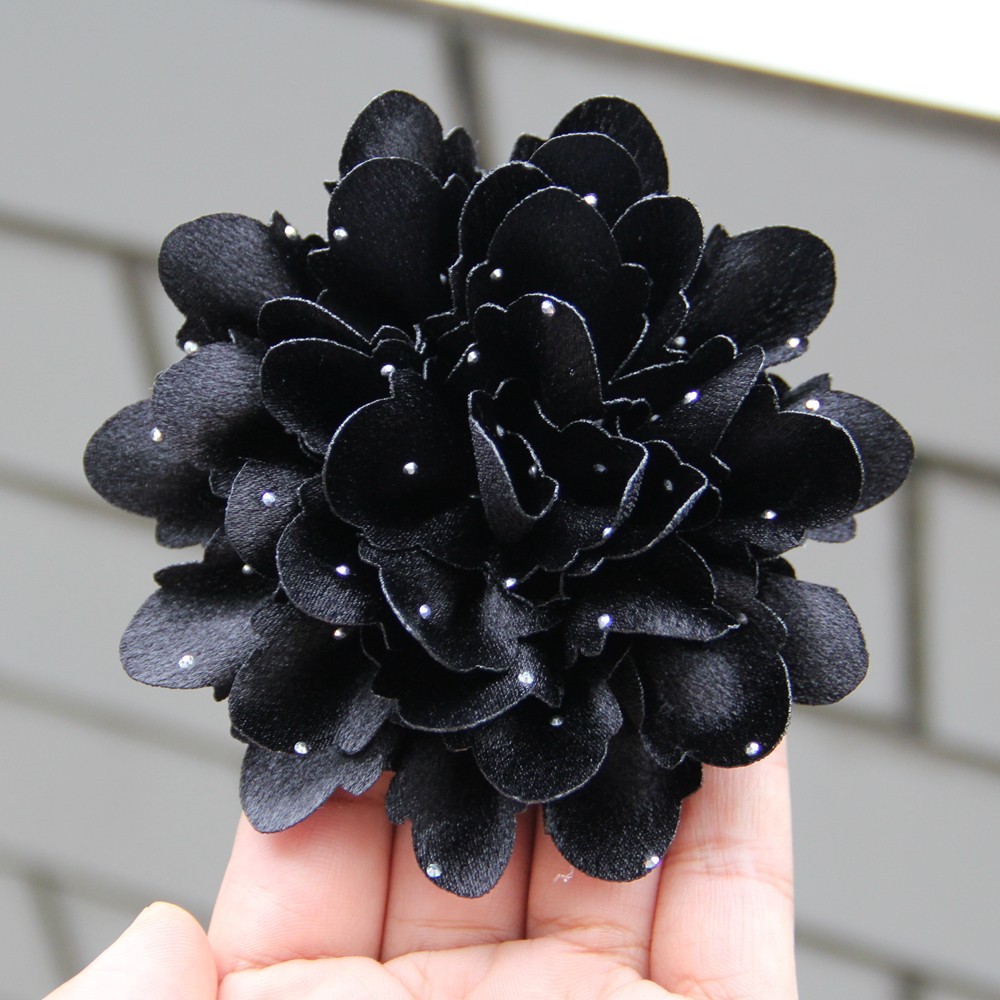 New Arrival Handmade Fabric Rose Flower with Rhinestones Crystal Flowers Elegant