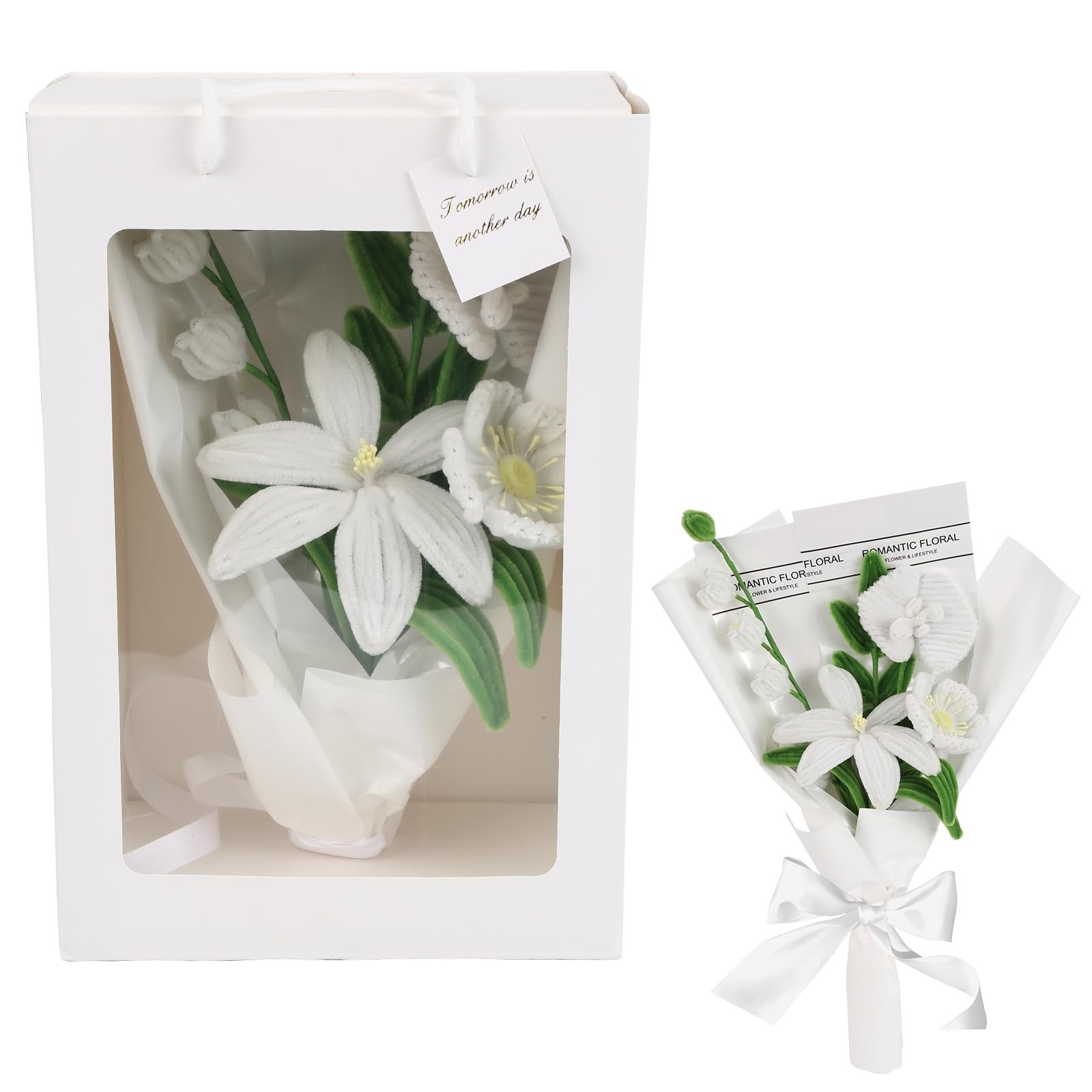 Handmade Artificial Lily Bouquet Twist Stick Combination Flower Bouquet Kit f…