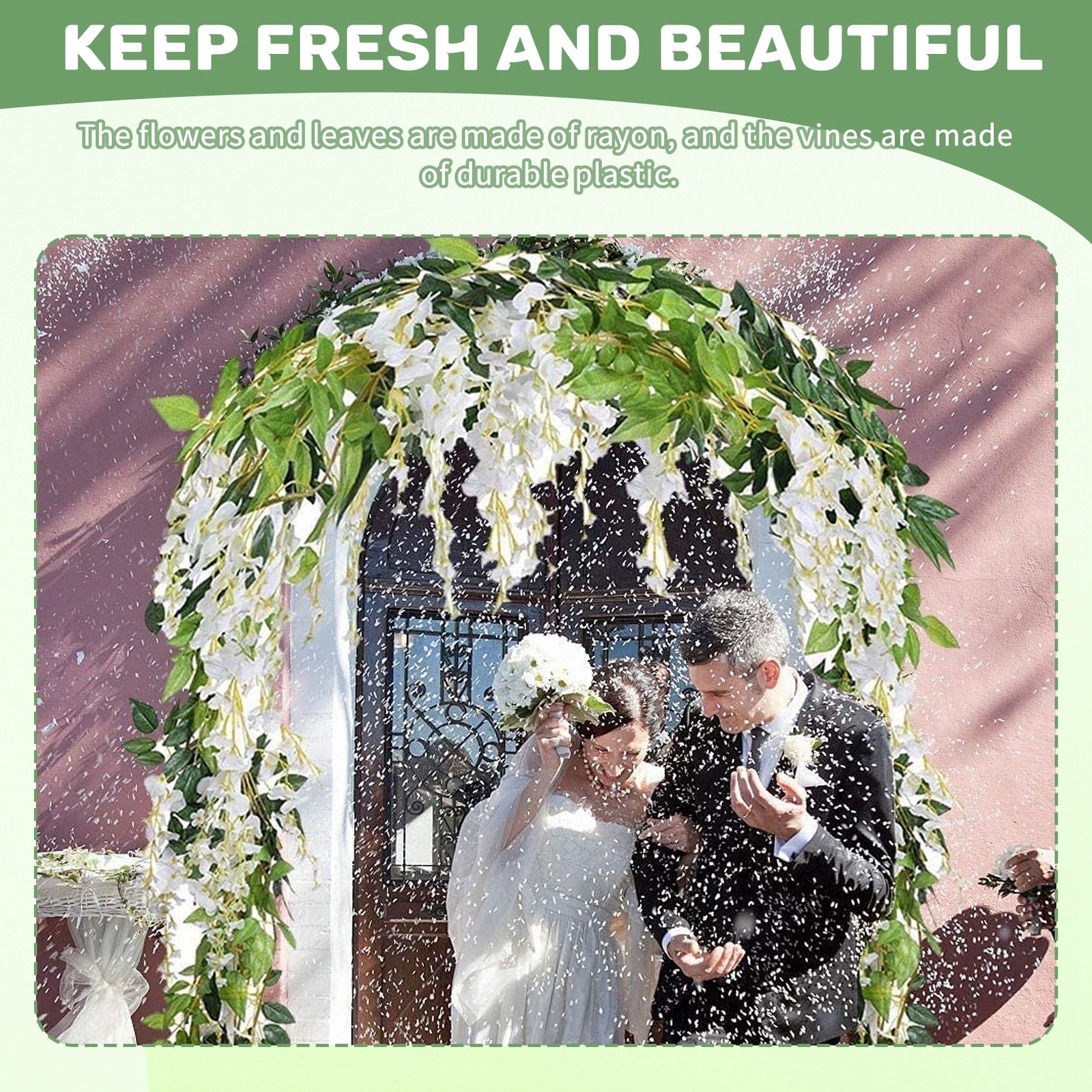 2Pcs 7Ft/Pcs Artificial Wisteria Vine, Flower Garland Wisteria Vine Rattan5954