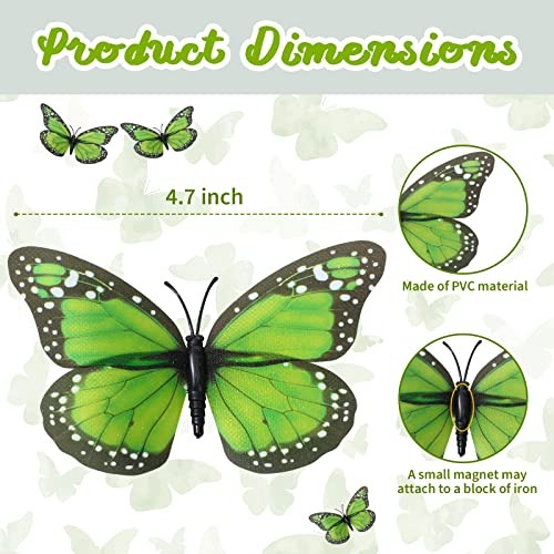 Syhood Pieces Emerald Monarch Butterfly Decorations 4.7 Inch 24 Green
