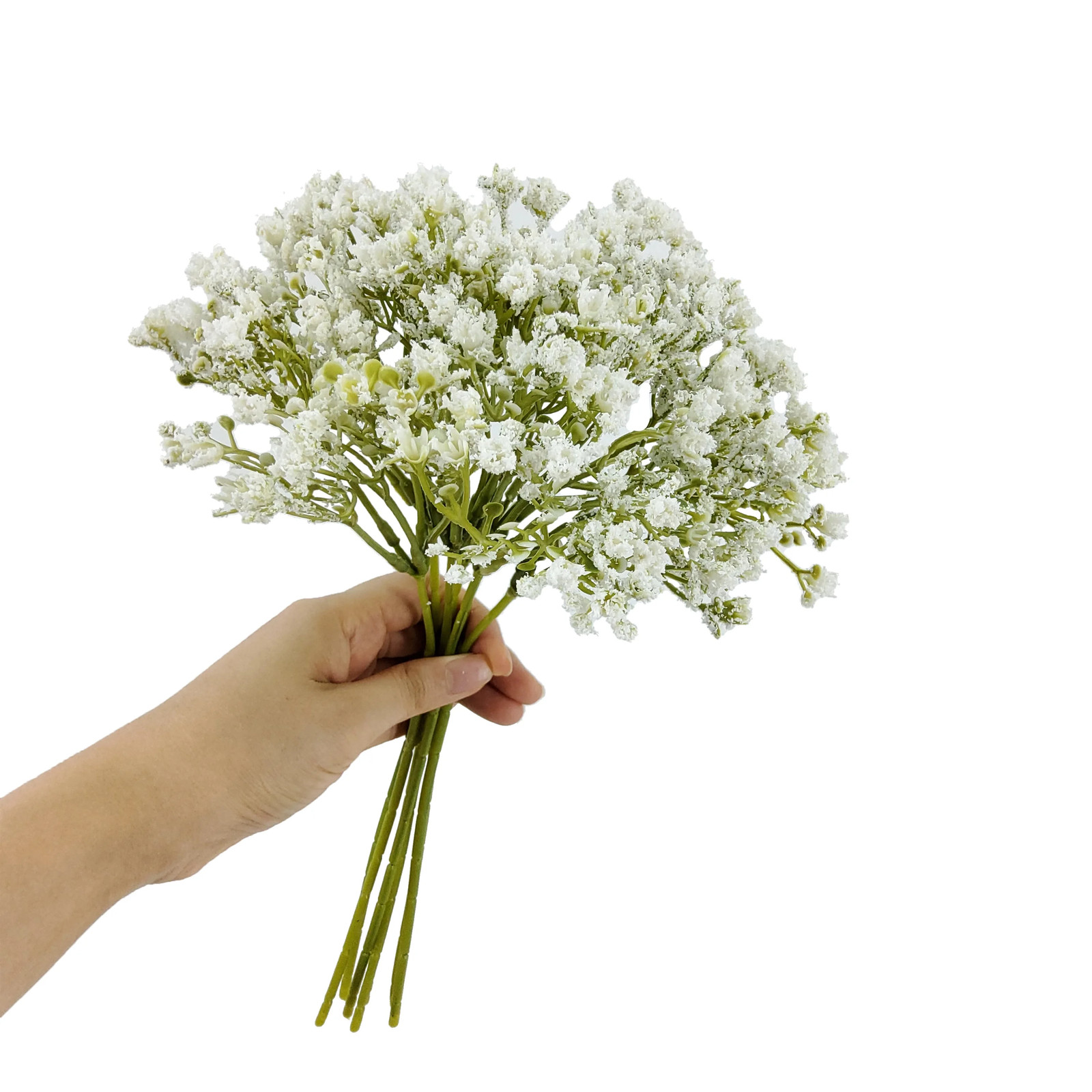 Indoor 12 in Artificial Polyethylene Baby’s Breath Flower Pick, White Color