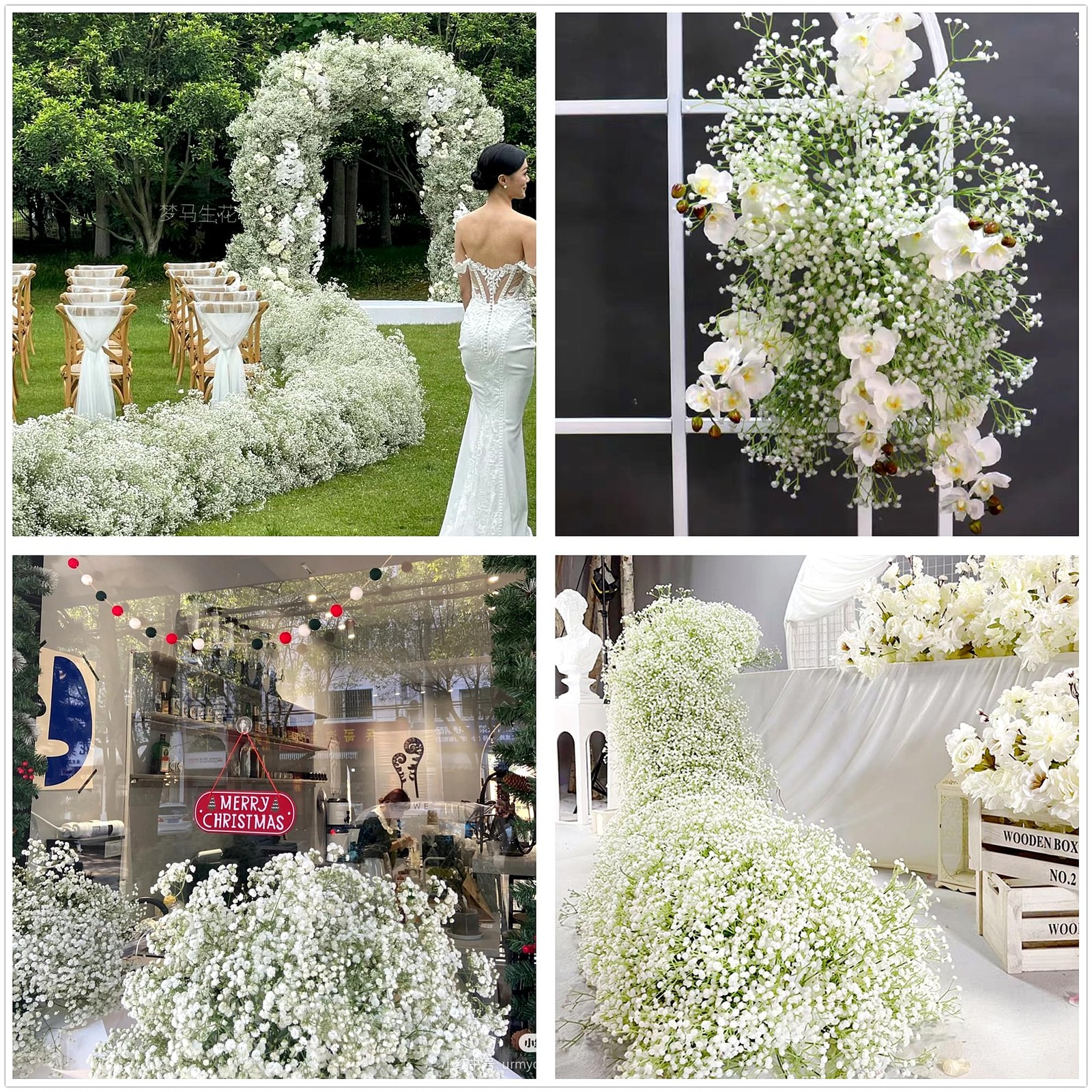 White Soft Plastic Artificial Baby Breath Flowers Gypsophila Decor 20 PCS
