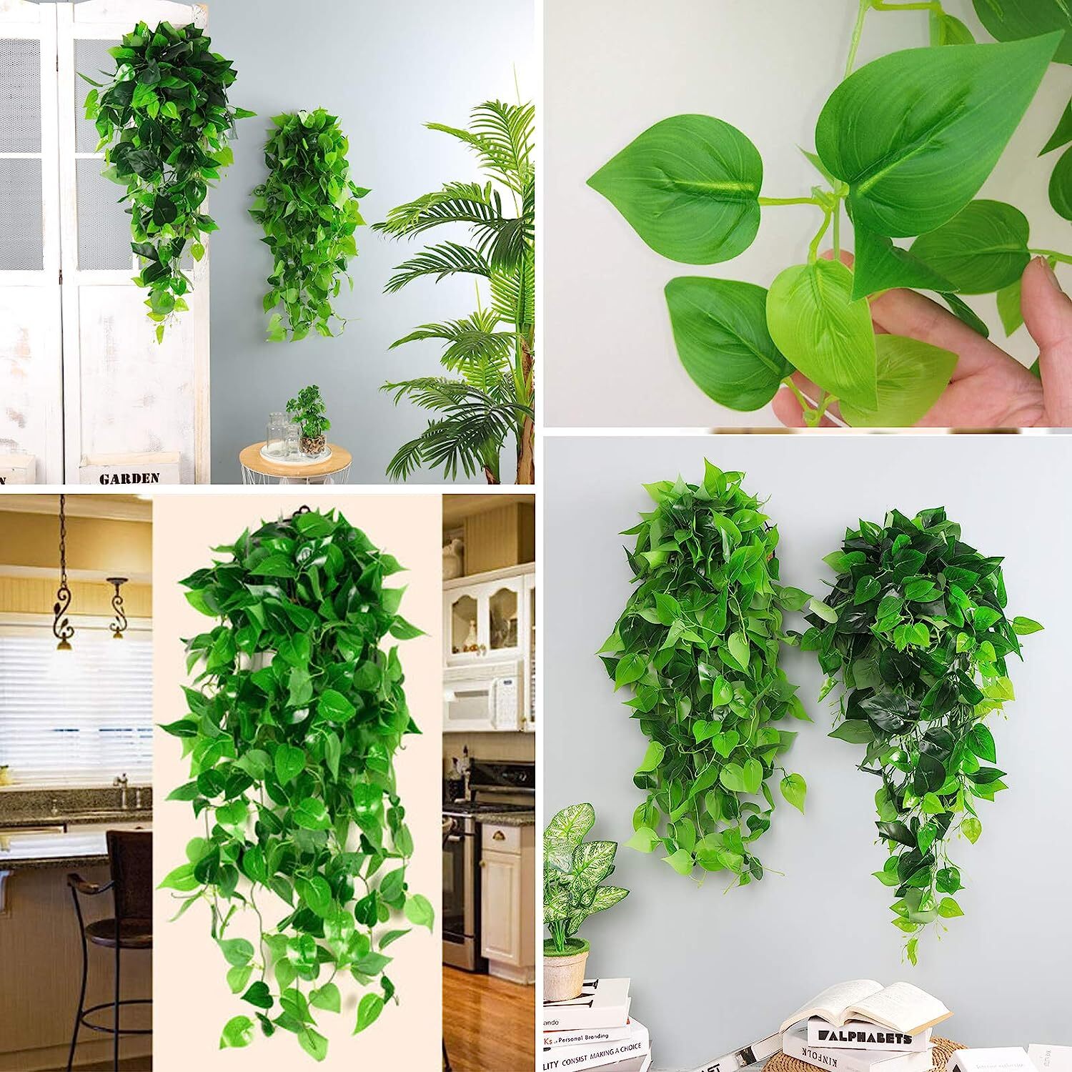 4 plantas colgantes artificiales de hiedra falsa para decoración de pared hogar