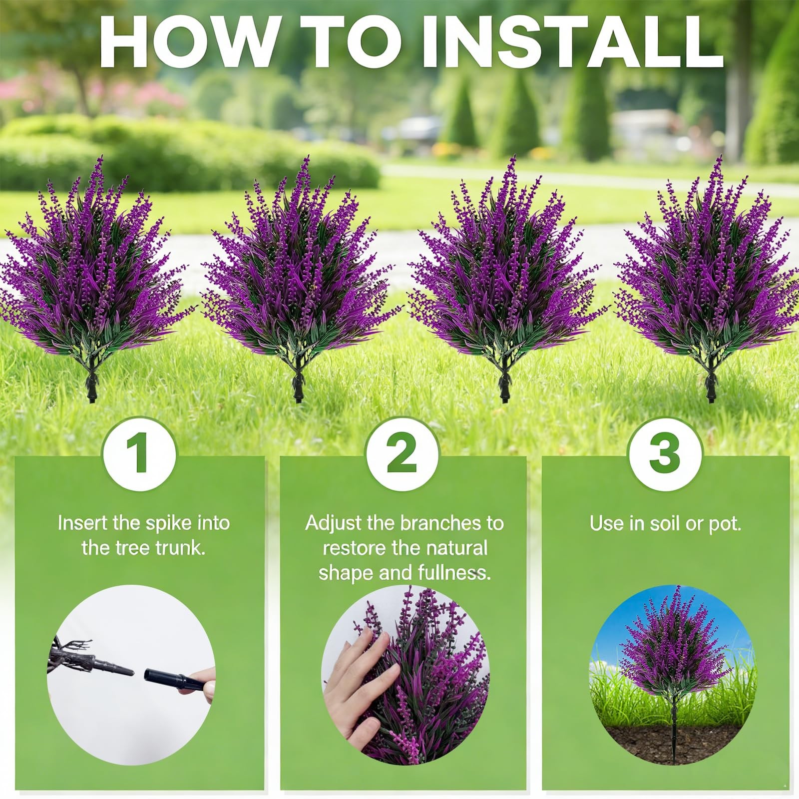 4Pack Artificial Bushes Plants Outdoors with Spike,Small Artificial Topiary B…