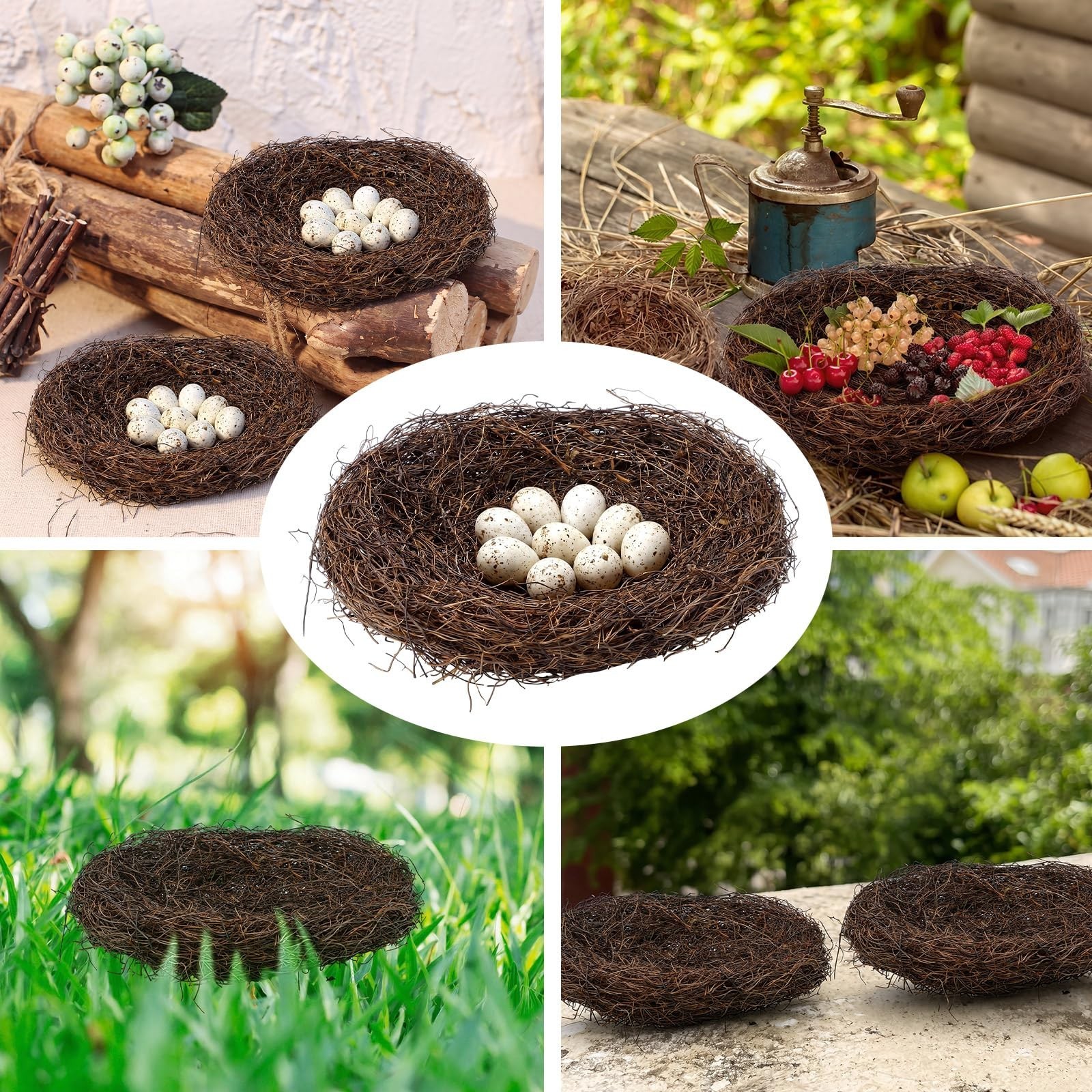 12″ Large Rattan Bird Nests – Handmade Natural Decor for Crafts, Weddings & Gard