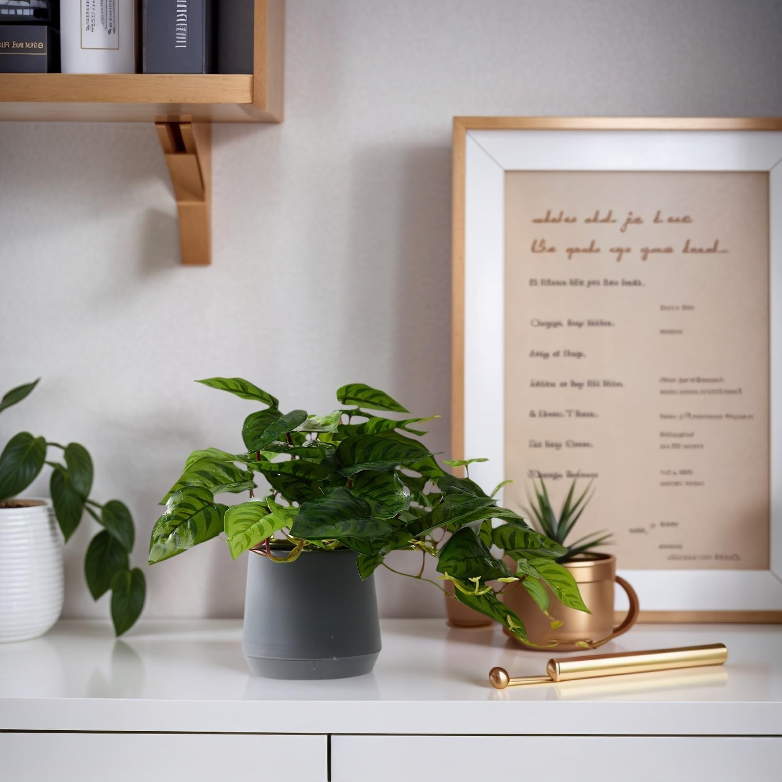 Fake Pothos in Pots,Realistic Devil’s Ivy Plant,Potted Plant Indoor Faux Plan…