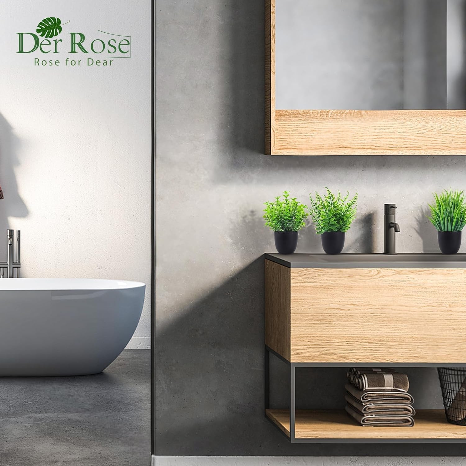 Der Rose Fake Plants 4 Packs Artificial Plants Small Faux Plants Black Bathroom