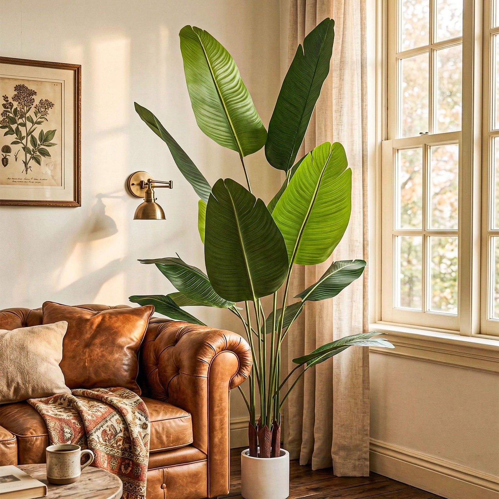 2 Pack Artificial Bird of Paradise Plant 5.2 ft Tall Faux Banana Leaf Tree