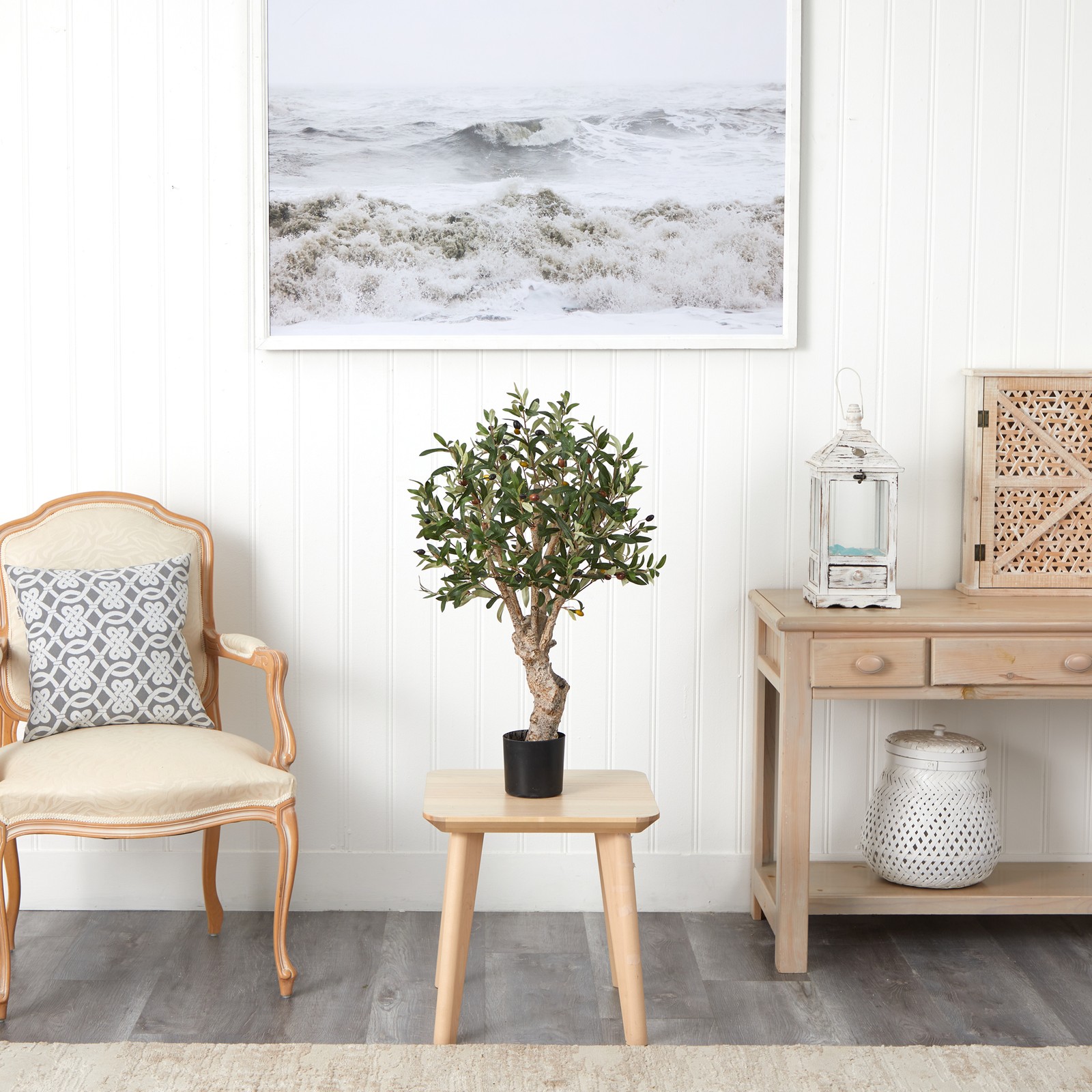 Nearly Natural 2.5ft Olive Silk Tree in Green