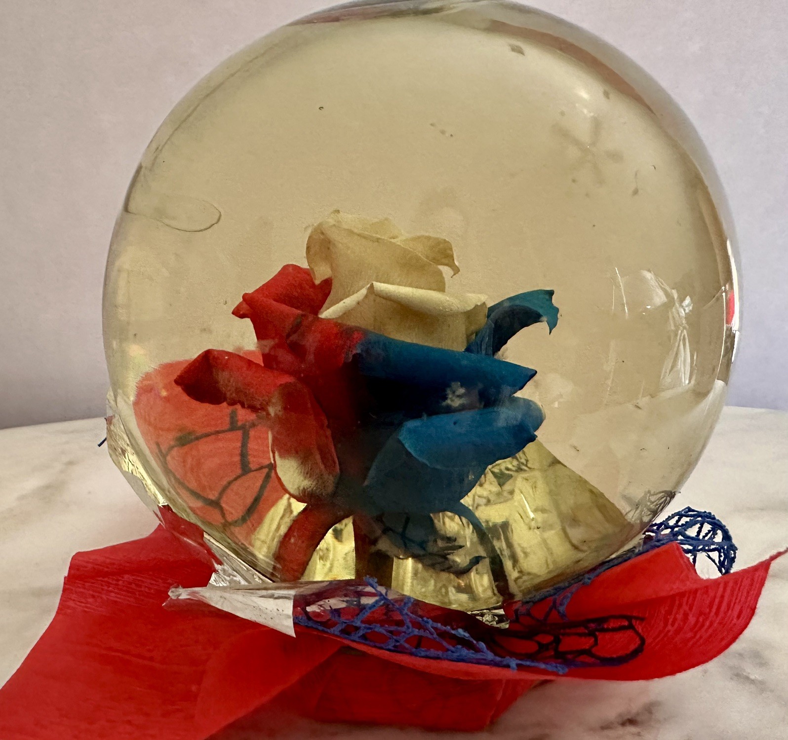 Forever American Flag ROSE In Glass Ball Water Dome Globe Large Real Rose 6×6