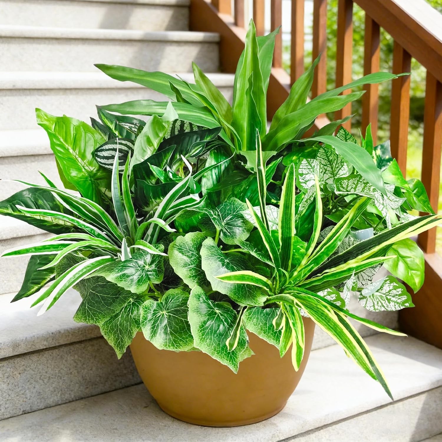 Artificial Plants for Outdoors Faux Greenery Leaves UV Resistant Realistic Pl…