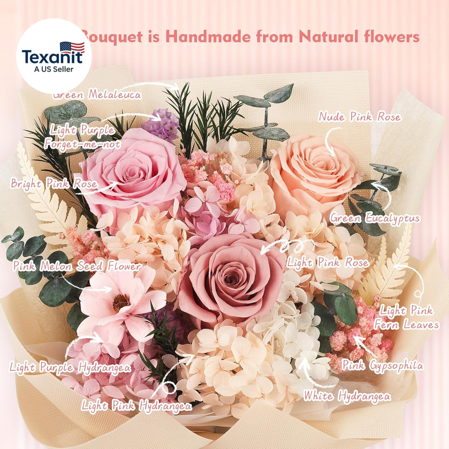 Flowers for Delivery Prime Preserved Flowers Bouquet That Last 3-5 Years Real Fo