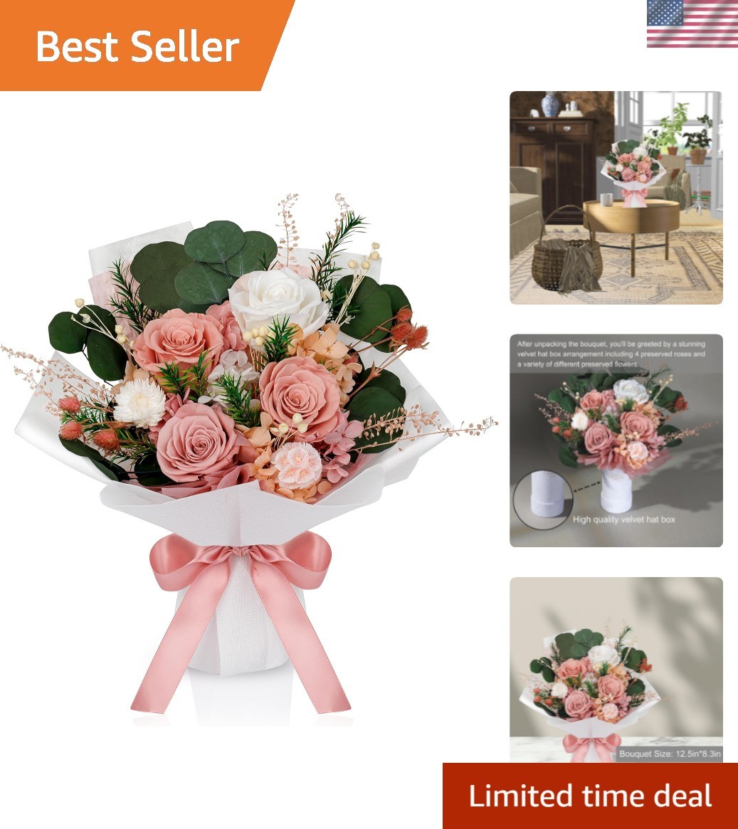4 Roses Mixed Bouquet for Mother’s Day, Flowers for Delivery, Preserved Flowe…