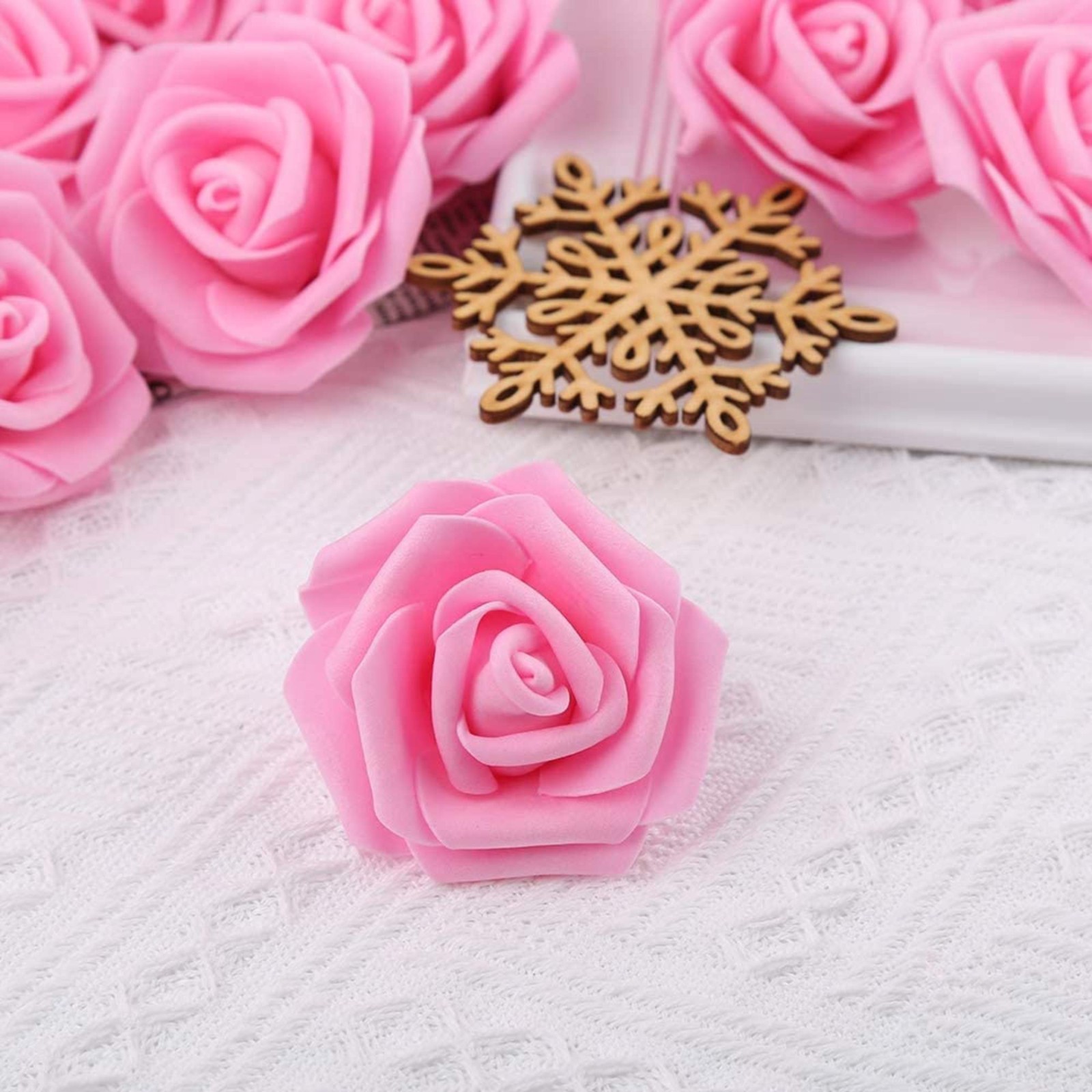 Artificial Foam Roses – Real Touch Pink Roses with Stems (Latex Foam)