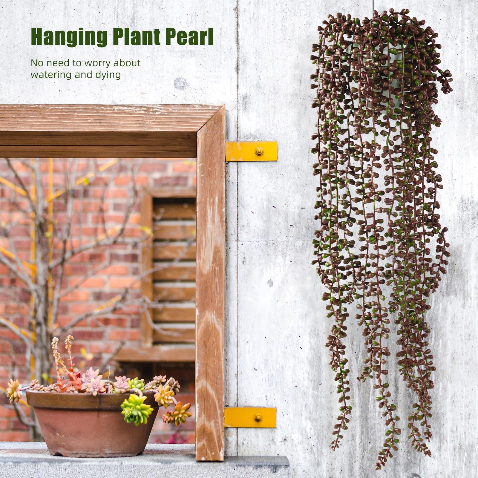 3PCS Orange Artificial Succulents Hanging Plants,27.5 Inch Fake String of Pea…