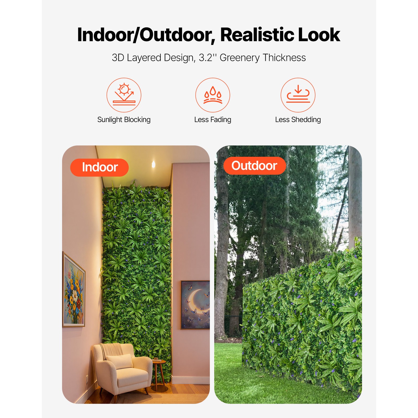 Uimoso Artificial Greenery Wall 40 x 120 in Boxwood Panel for Outdoor Decor