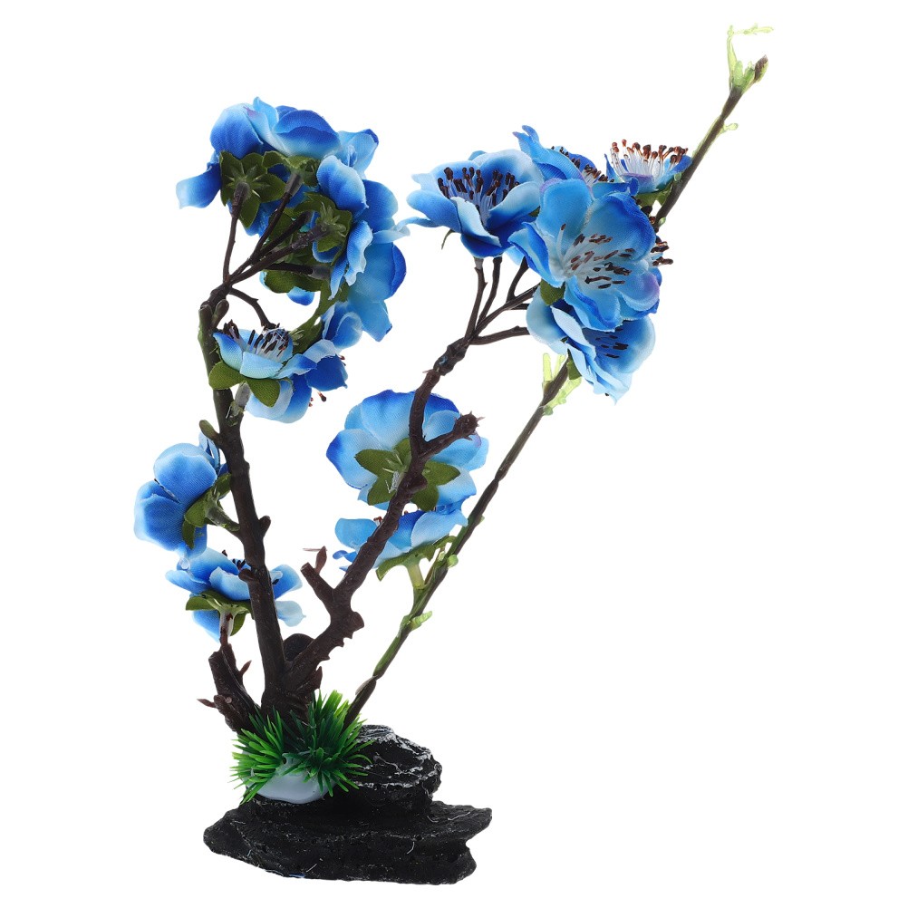 Reusable Sushi Serving Plate Artificial Flower Decor in Dark Blue