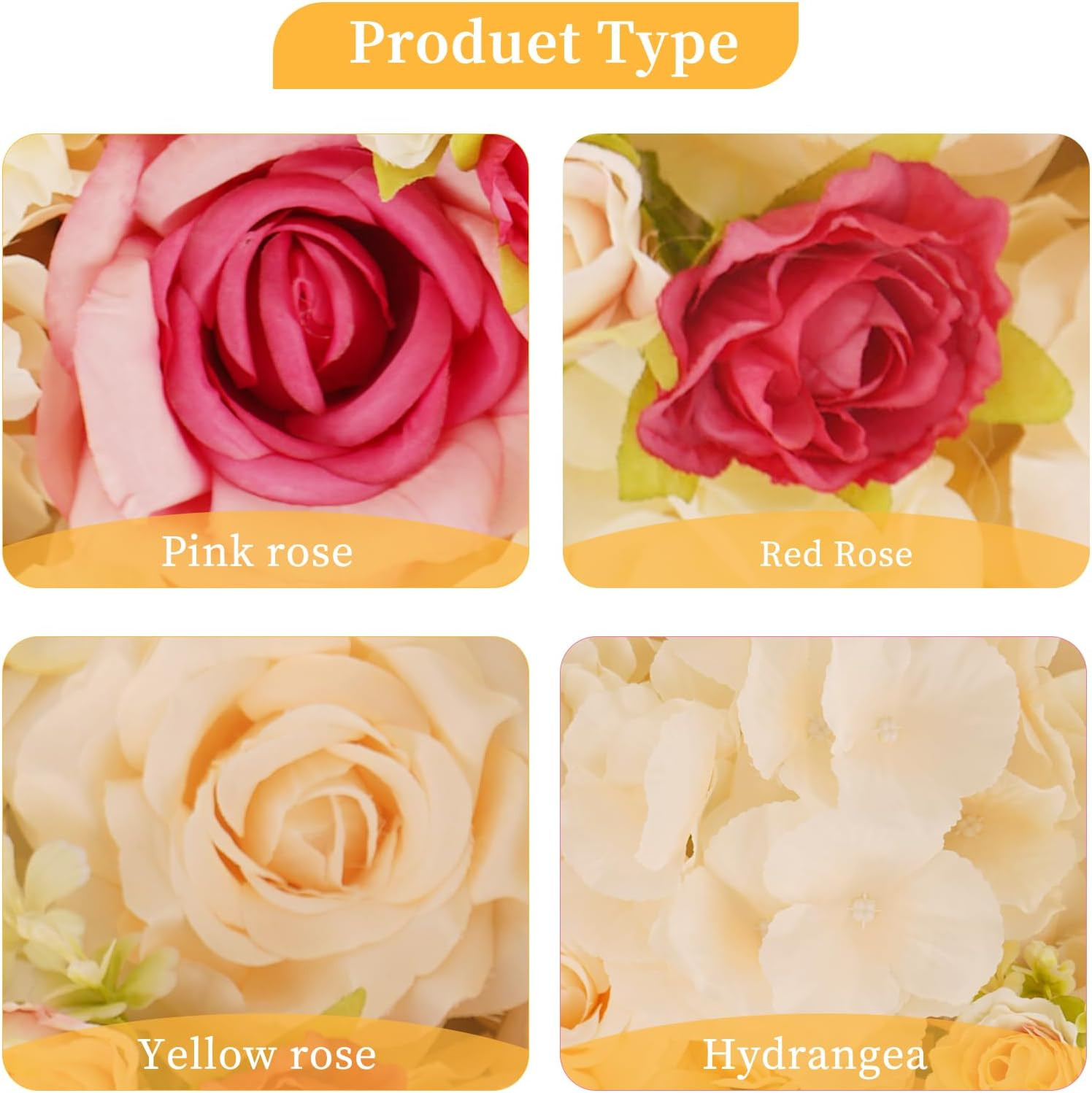 Champagne & Red 3D Flower Wall Backdrop – 12 Pcs Silk Rose Panels