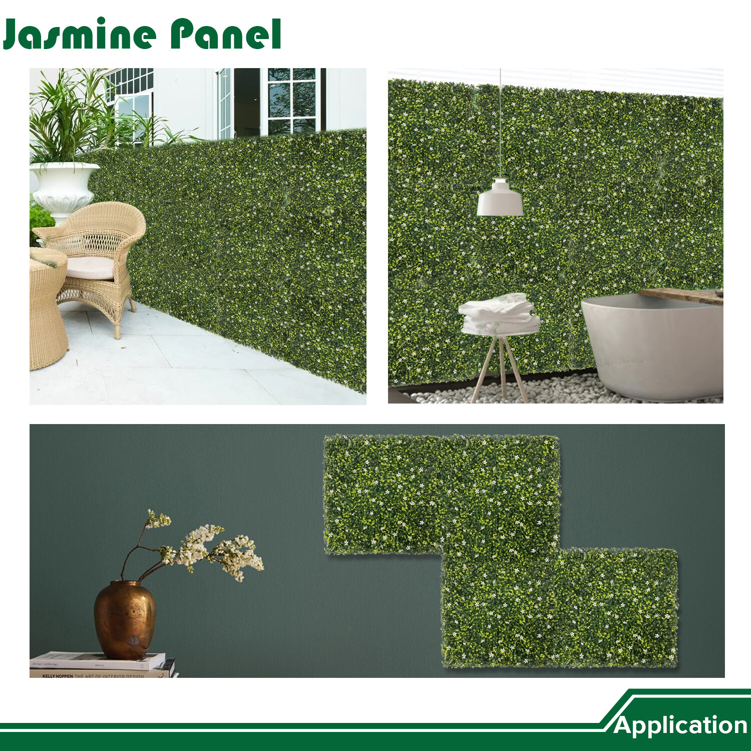 20″ Artificial Faux Jasmine Leaf Mats Wall Hedge Decor Privacy Fence Panel DIY