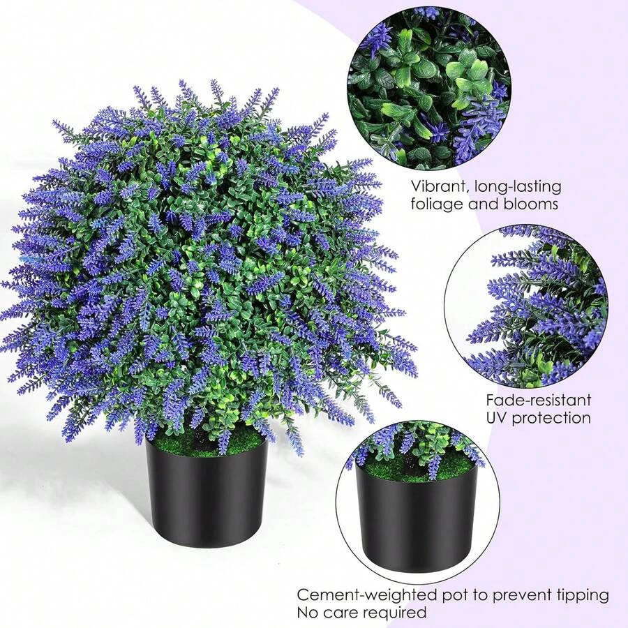 Artificial Plants Outdoor 21 6 Topiary Ball Trees Lavender 2 Front Porch Faux