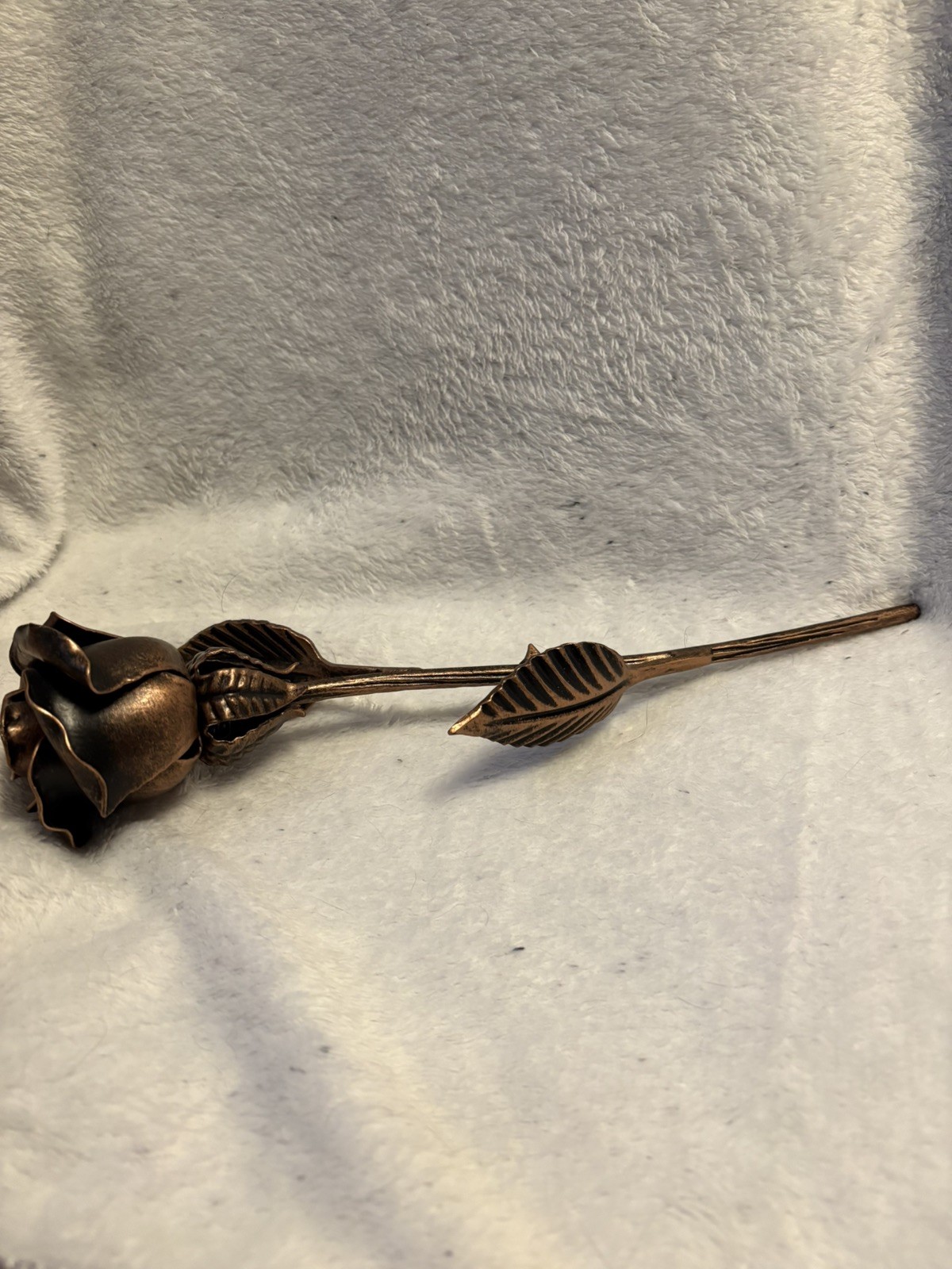 Handcrafted Bronze Metal Rose –