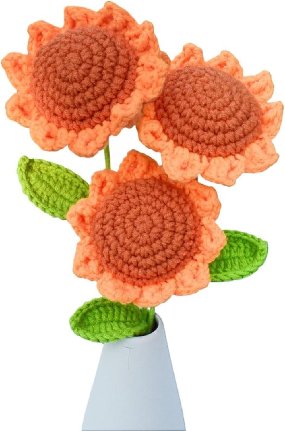3pcs Crochet Sunflower,DIY Knitted Sunflower Bouquet,Handmade Yarn Plush Flowers