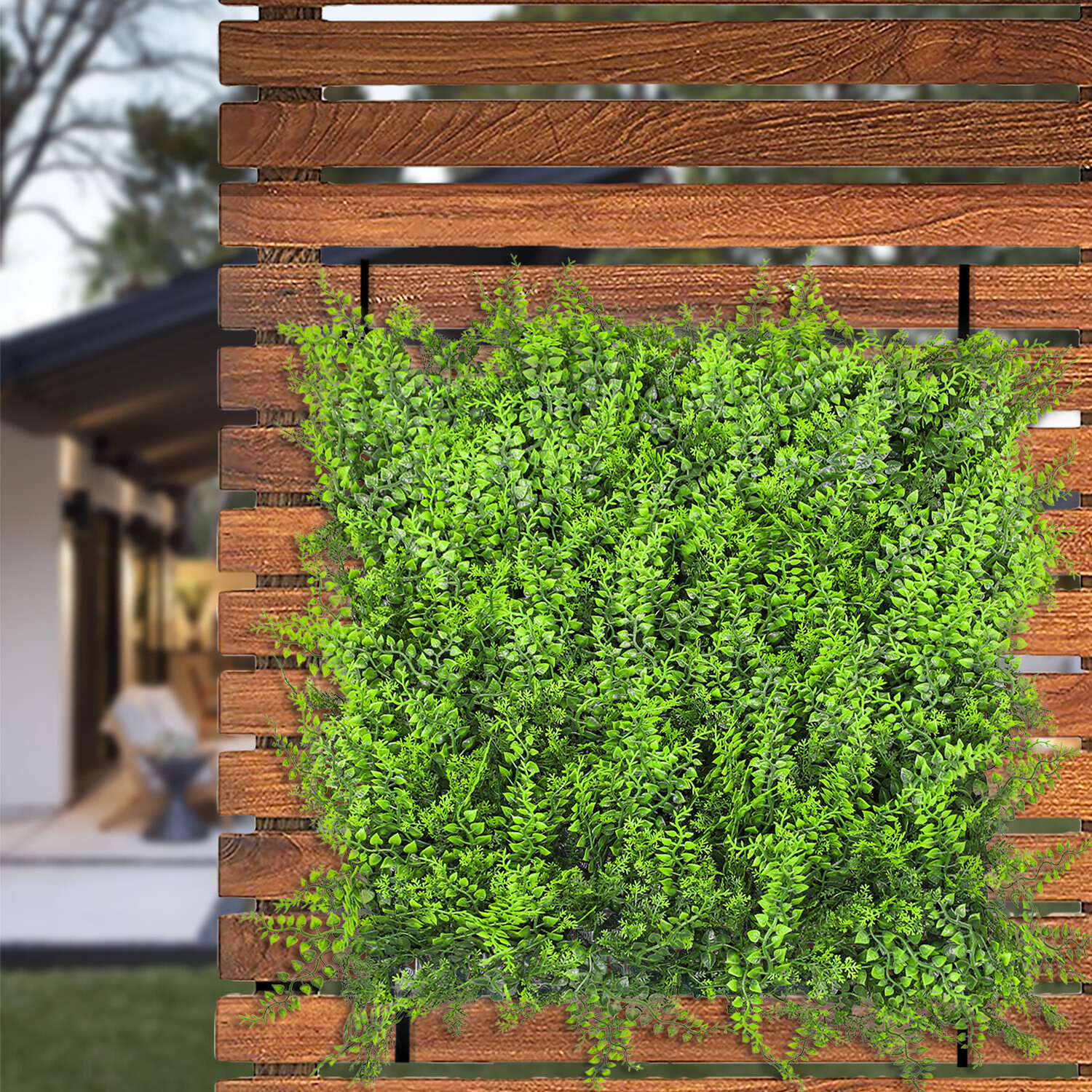 20″x20″ Artificial Faux Leaf Fern Fence Screen Wall Decor Panel With Cover Back