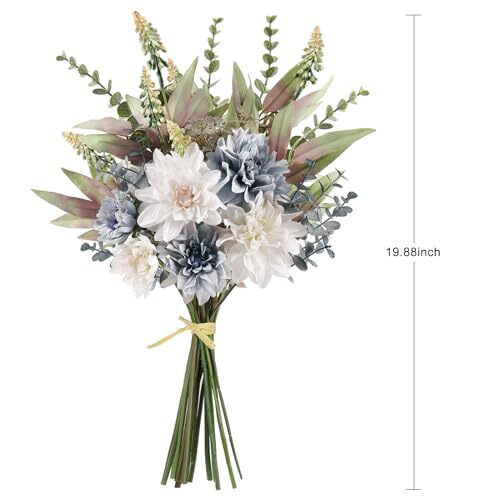 Fake Artificial Flowers Bouquet for Decoration, Silk Flower No Vase Blue White