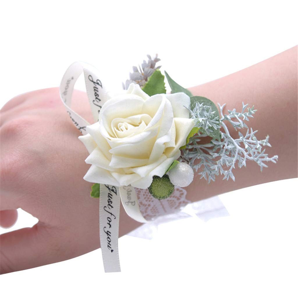 Wedding Wrist Corsage and Boutonniere Set Party Prom Hand Flower Suit Decor C…