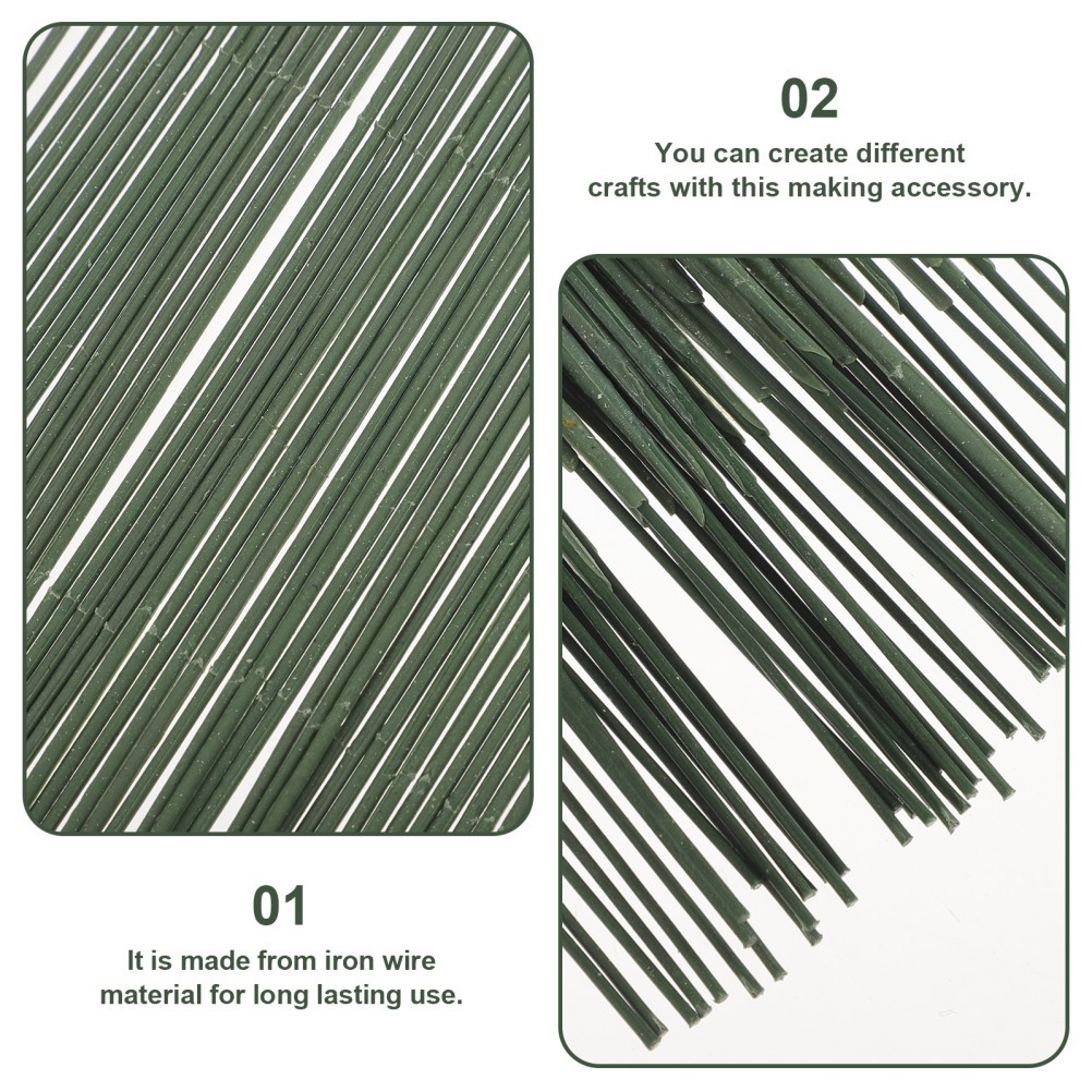 50Pcs Floral Stem Wire in Green Iron for Easy Cleaning Decorative Flower Making