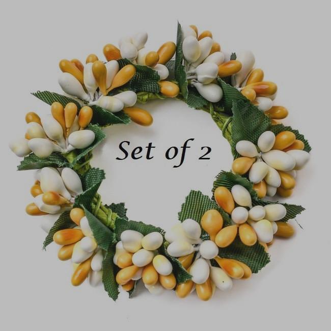 NEW PRIMITIVE PIP RINGS 1.5″ OPENING 2 PCS CREAM YELLOW FARMHOUSE DECOR