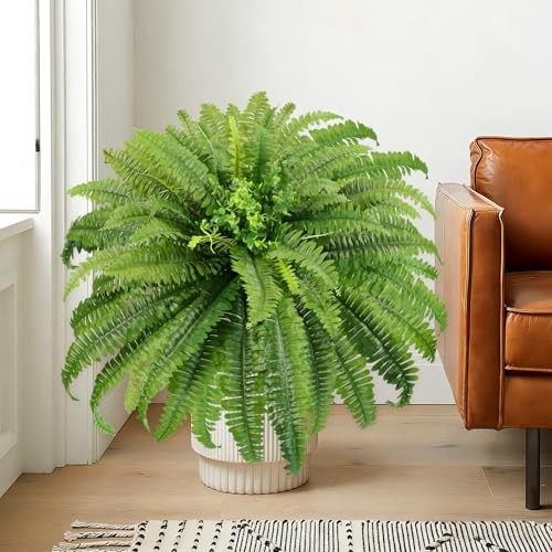 Fake Ferns, Artificial Ferns for Outdoors large, 2 Packs 45in Faux Fern