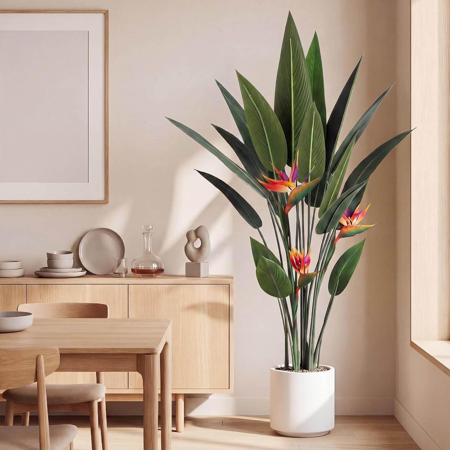 2 Pcs 4 Ft Artificial Bird of Paradise Plant Banana Tree Tall Lifelike Fake Palm