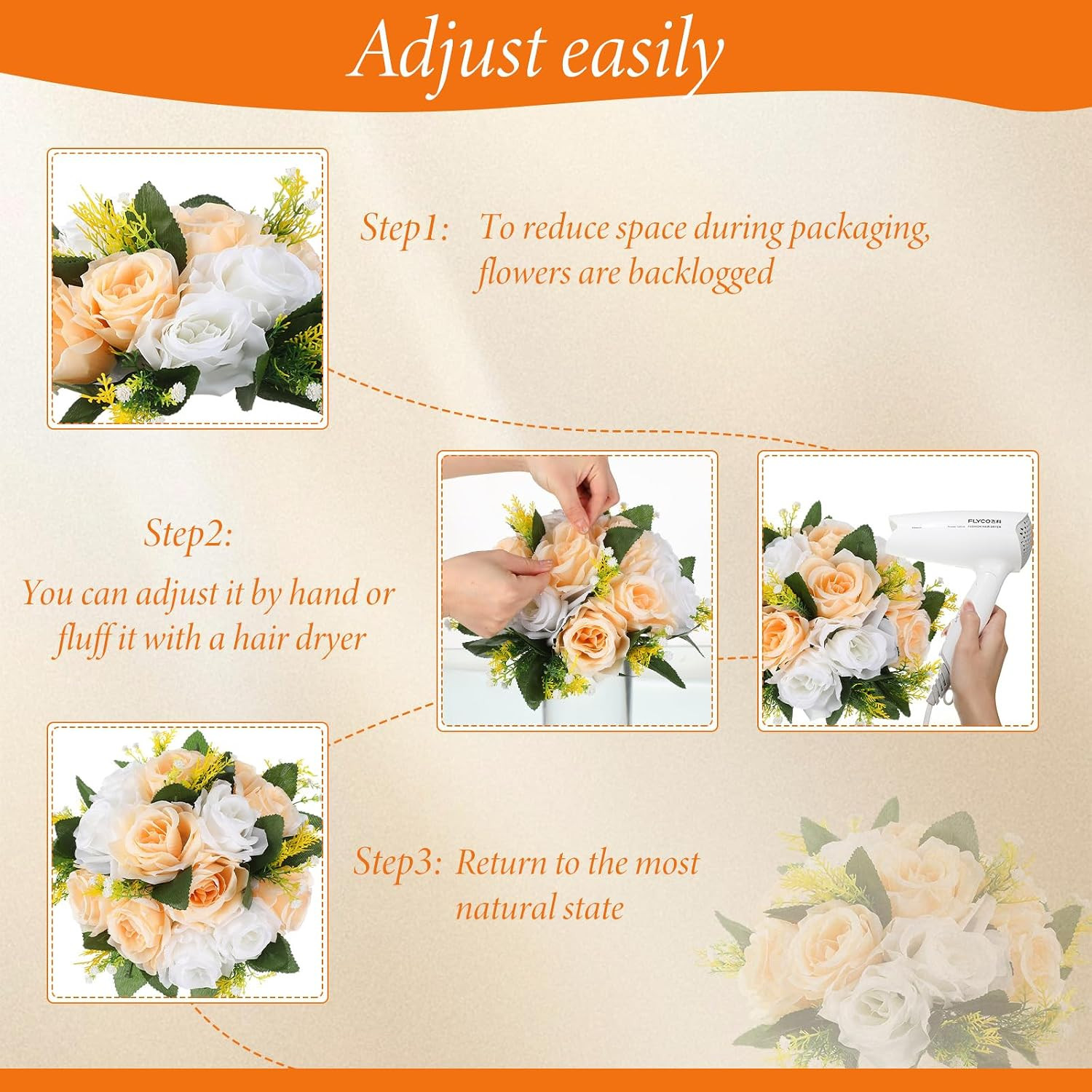 24 Pcs Artificial Rose Flower Balls for Centerpieces, Silk Roses Kissing Balls R