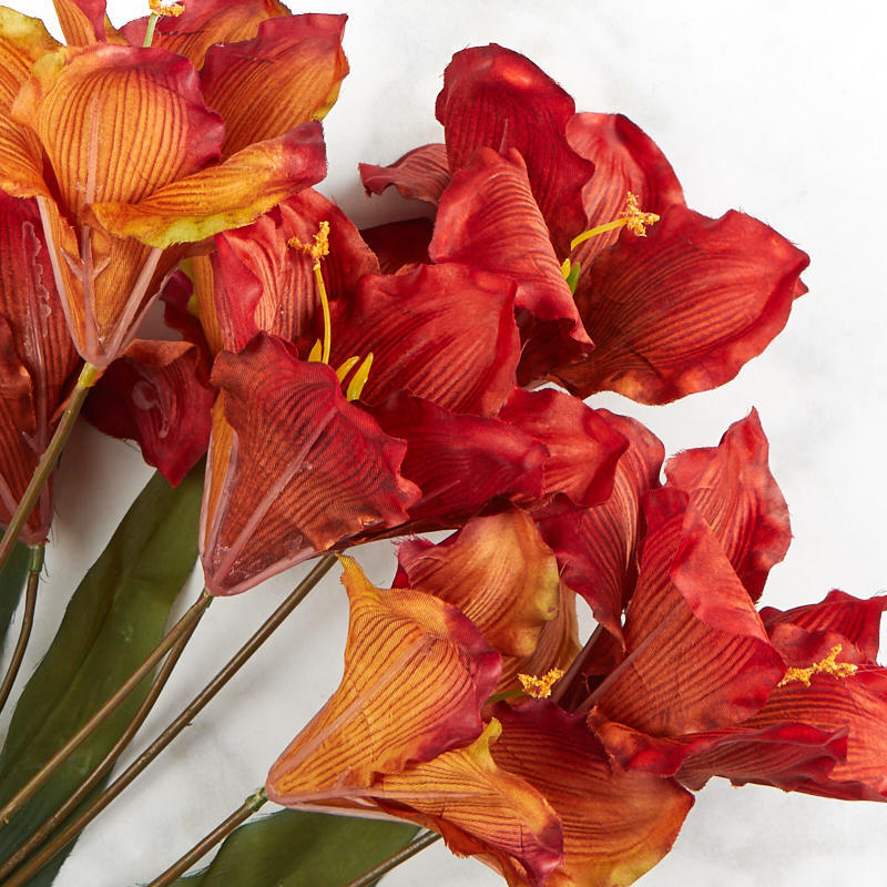 Group of 2 Rusty Brown Artificial Amaryllis 22″ Floral Bushes