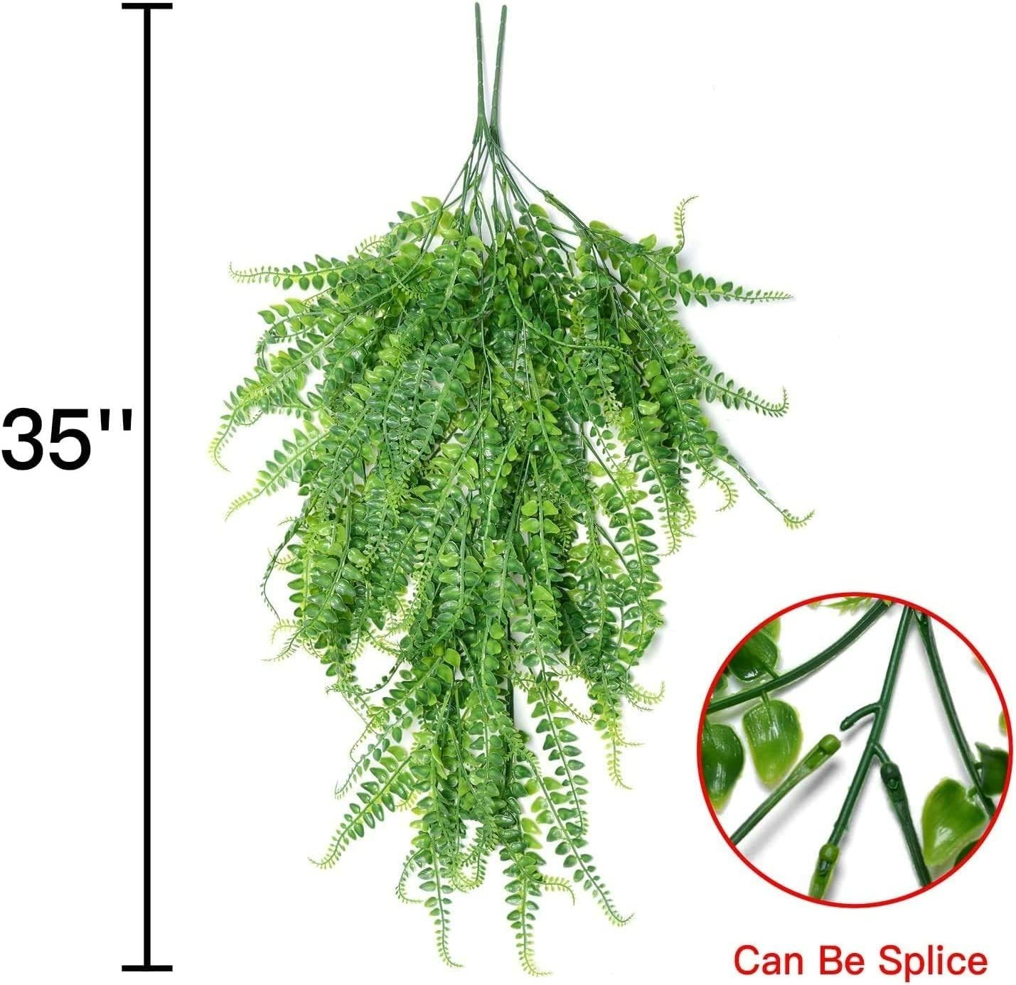 Faux Boston Ferns Indoor/Outdoor – 2 Pack of UV Resistant Hanging Plants
