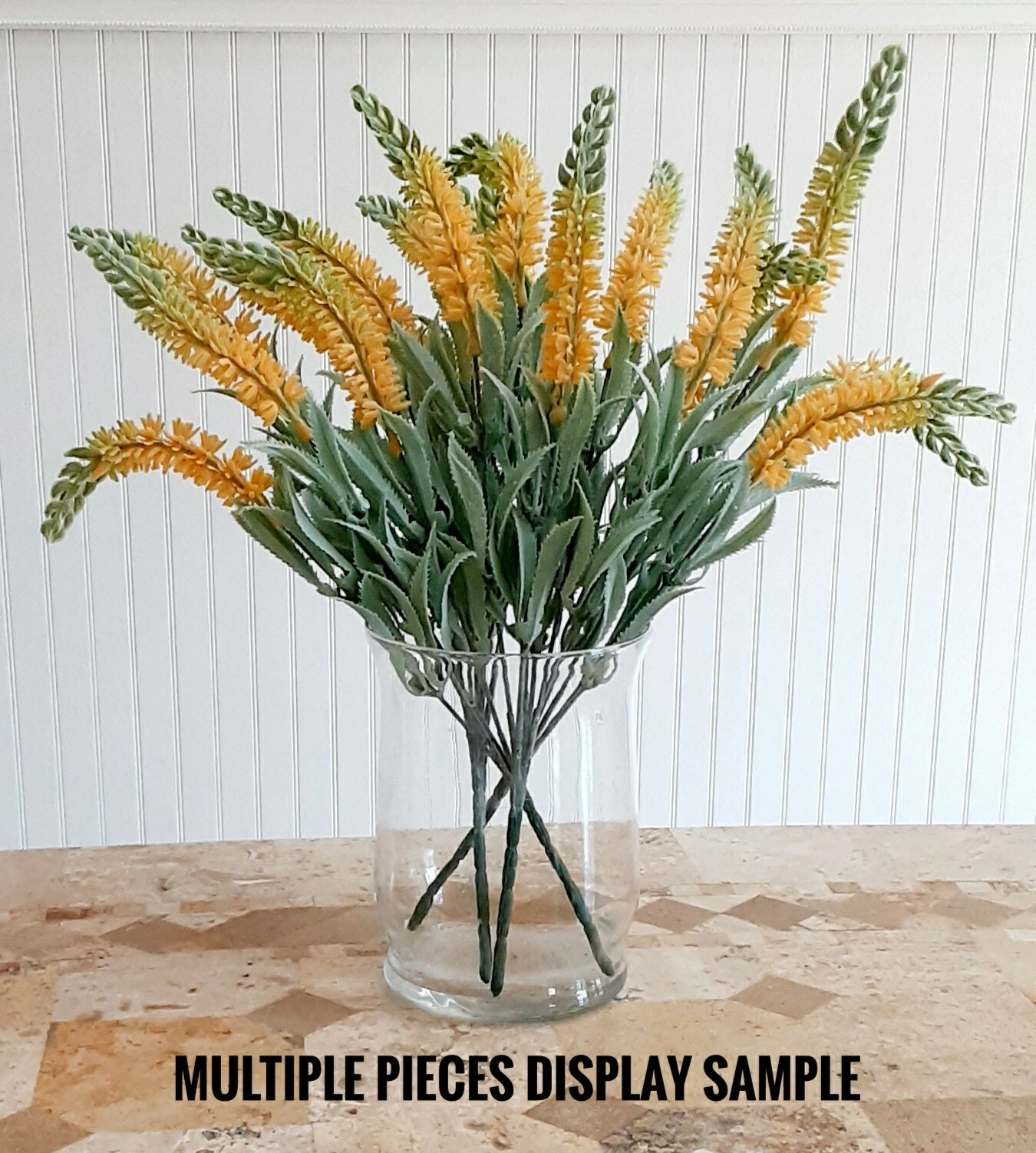 (2 pcs) Yellow Lavender 16″ Silk Flower Plastic Filler Spray Floral Arrangement