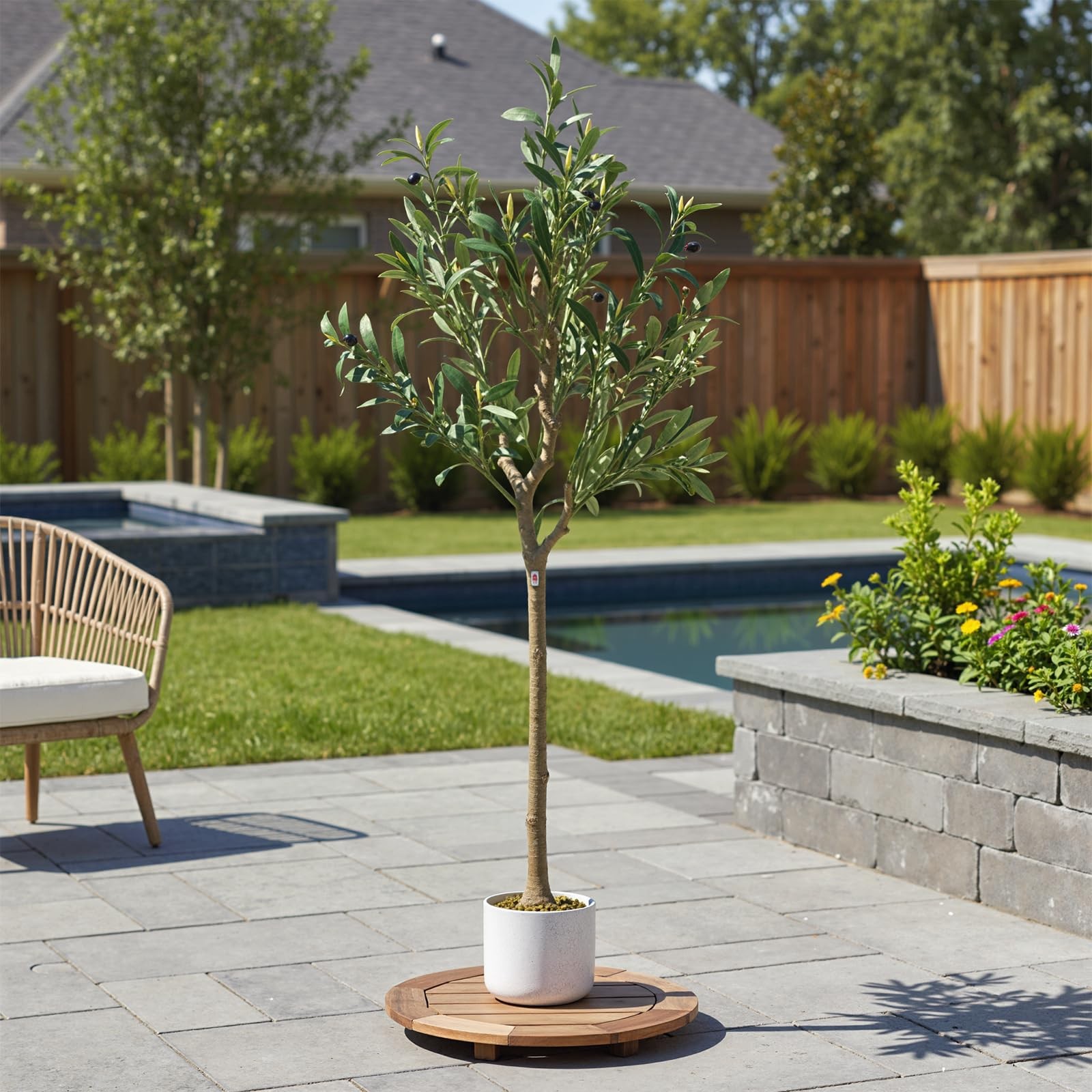 4FT Artificial Olive Tree,Tall Faux Plant with Realistic Olives for Home Decor